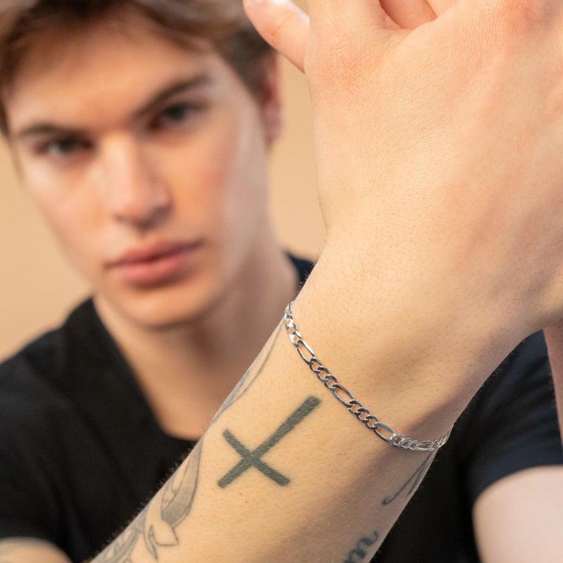 QUADRI Figaro Link Chain in 925 Sterling Silver, Italian 5mm Bracelet for Men Women, 7 to 8.5 Inch, Made in Italy, Gift Box Included - Image 2